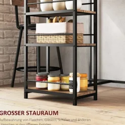 Barbord med barstolssæt, 3 stk. Barbordsæt med køkkenbord 3 hylder 2 barstole Moderne stil Spisestue Køkken Stål Eg Aosom