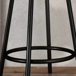 Barbord med barstolssæt, 3 stk. Barbordsæt med køkkenbord 3 hylder 2 barstole Moderne stil Spisestue Køkken Stål Eg Aosom