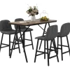Barbord med barstolssæt, 5-delt spisegruppe, køkkenbord, bistrobord med 4 stole, barbordssæt til køkken, stue, stål, mørkegrå, 120 x 60 x 91 cm
