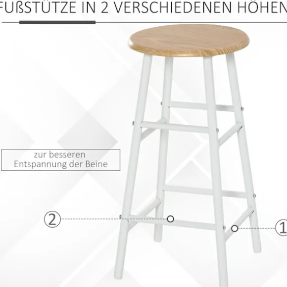 Barbord Med Stolesæt Køkkenbord Og Stole Med Skridsikker Dørmåtte, Barbord Og Barstol Med Opbevaringshylde, Mdf/Stål