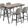 Barbordssæt 5 stk. med barstole, spisegruppe til køkken, bistrobord med 4 stole, metal, lysebrun, 120x60x91 cm