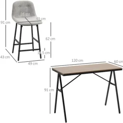 Barbordssæt 5 stk. med barstole, spisegruppe til køkken, bistrobord med 4 stole, metal, lysebrun, 120x60x91 cm