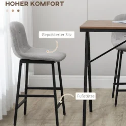 Barbordssæt 5 stk. med barstole, spisegruppe til køkken, bistrobord med 4 stole, metal, lysebrun, 120x60x91 cm