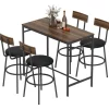 Barbordsæt, 5 dele, træ og stål, industrielt design