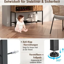 Barskab med vinreoler og hylder trækonsolbord med metalstel til spisestue 100 x 35 x 83 cm kaffe
