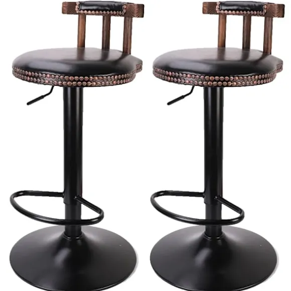 Barstol sæt, retro design, justerbar højde, Sort Black Black