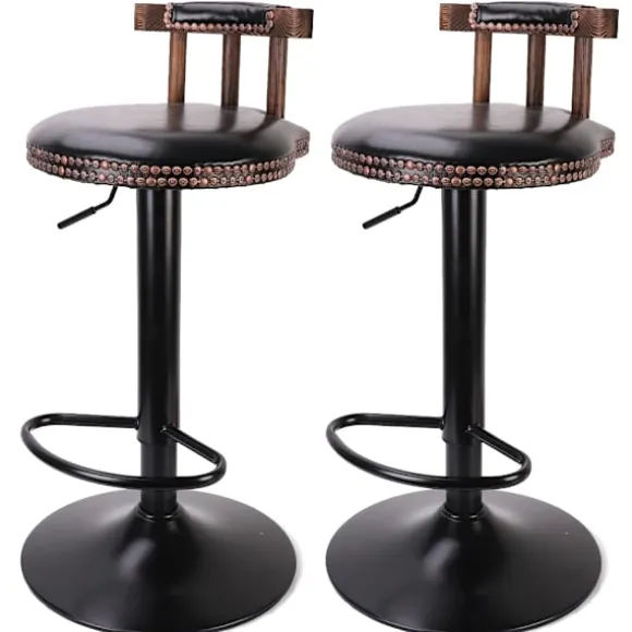 Barstol sæt, retro design, justerbar højde, Sort Black Black