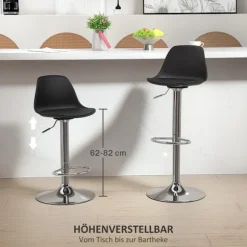 Barstole sæt med 2, polstrede barstole med stålstel, ryglæn, højdejusterbare køkkenstole med fodstøtte, 360° drejelig bordskammel til køkken, stue, sp | Fyndiq
