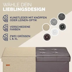 Beige bænk 76x38x38cm med hængslet låg