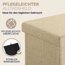 Beige bænk 76x38x38cm med hængslet låg