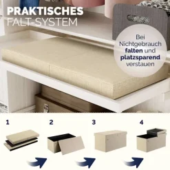 Beige bænk 76x38x38cm med hængslet låg