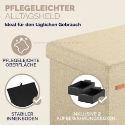Beige bænk 115x38x38cm med hængslet låg