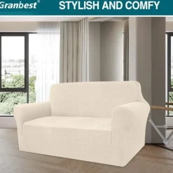 Beige 3-personers moderne sofabetræk, i Jacquard, elastisk, til