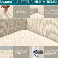 Beige 3-personers moderne sofabetræk, i Jacquard, elastisk, til