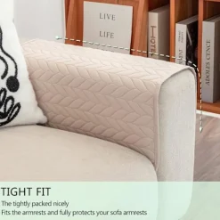 (Beige) Sofa Armlænsbetræk til Arme, Lænestols Armbeskytter Cove