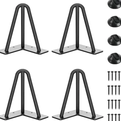 3-benet bordben, velegnet til sofabord, spisebord, natbord, højde 15 cm (sort, 4 stk.)