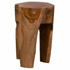 3-benet skammel 26x26x40 cm i brun teak kastanj