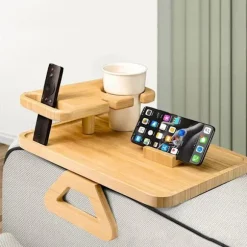 Beskyt borde med bambus coasters, fløjlsbagside til sofa kopholder, naturlig bambuskonstruktion, elegant gaveidé, træ, sæt med firkantede