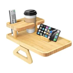 Beskyt borde med bambus coasters, fløjlsbagside til sofa kopholder, naturlig bambuskonstruktion, elegant gaveidé, træ, sæt med firkantede