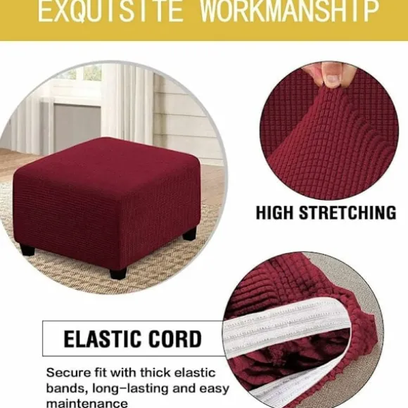 Beskyttelsesbetræk, Elastisk Fodskammelbetræk Vaskbart Firkantet Sofa Fodskammel