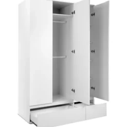 BILLEDE 60B skab - Mat hvid indretning - 3 låger + 2 skuffer - L121,6 x H191 x D55 cm Vit