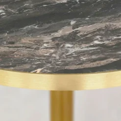 Bistro bord - Rom Ø70 cm - Marmorplade med årer - Fod i termolakeret guld støbejern - 2 pladser Svart