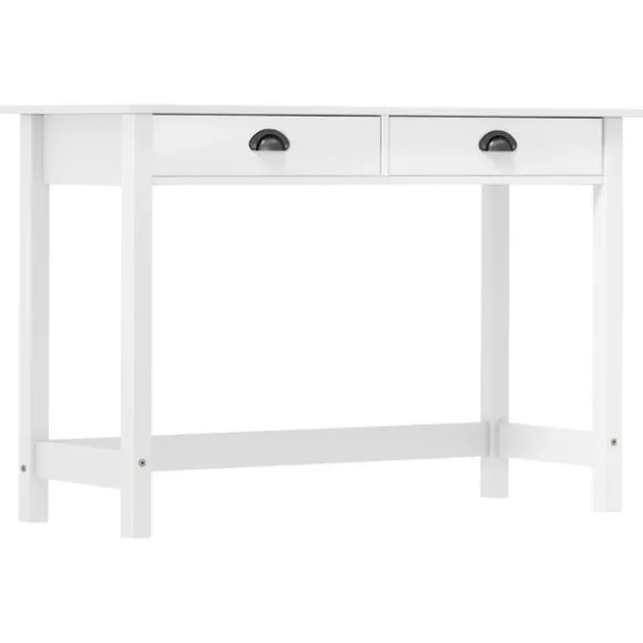 Bjergformet skænk med dobbeltskuffer, dimensioner 110x45x74 cm, massivt fyrretræ. Vit white
