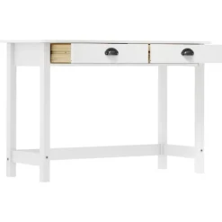Bjergformet skænk med dobbeltskuffer, dimensioner 110x45x74 cm, massivt fyrretræ. Vit white