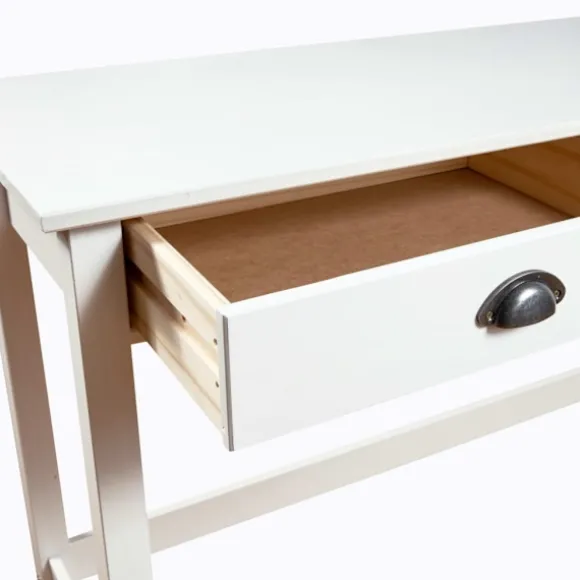 Bjergformet skænk med dobbeltskuffer, dimensioner 110x45x74 cm, massivt fyrretræ. Vit white