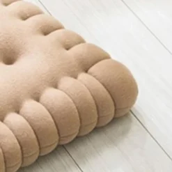 Blød plysstolpude - Tyk og komfortabel kiksformet sædepude til kontor, spisestue, sofa (Beige, 40x45cm)