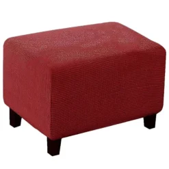 Blød Polyester Stretch Ternet Jacquard Skammelbetræk Moderne Rektangulær Fodskammel Red S
