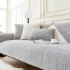 Blødt fløjlssofabetræk skridsikkert Kompatibelt med 1/2/3/4 personers L-form hjørnesofa Universal pasform Lysegrå 90x180cm 1 stk