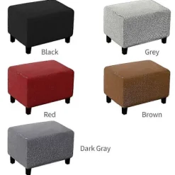 Blødt Polyester Stretch Ternet Jacquard Ottoman Betræk Moderne Rektangulær Fodskammel M Black
