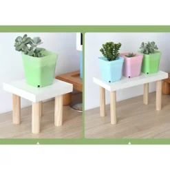 Blomsterstand til skrivebord, Hylde til skrivebord, Vindueopbevaring i træ (Stor rektangulær 36,5*12*10,7cm)