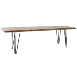 Bænk - DKD Home Decor - Alpino - Metal - Aluminium - Acacia - Indendørs svart/ljusbrun