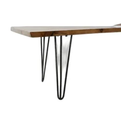 Bænk - DKD Home Decor - Alpino - Metal - Aluminium - Acacia - Indendørs svart/ljusbrun