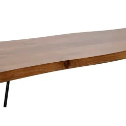 Bænk - DKD Home Decor - Alpino - Metal - Aluminium - Acacia - Indendørs svart/ljusbrun