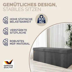 Bænk antracit snor 114x38x38cm MDF foldbar
