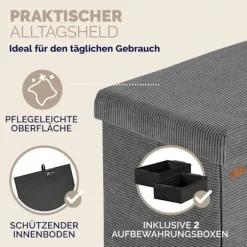 Bænk antracit snor 114x38x38cm MDF foldbar