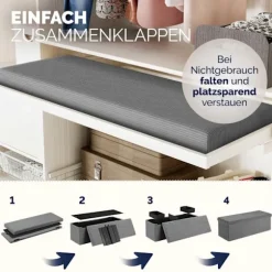Bænk antracit snor 114x38x38cm MDF foldbar