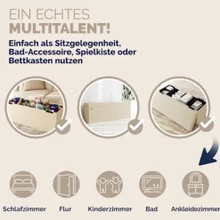 Bænk Beige Snor 114x38x38cm MDF foldbar