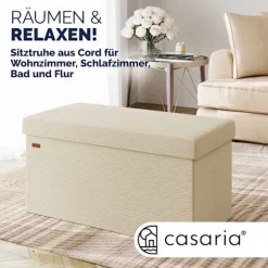 Bænk Beige snor 76x38x38cm MDF foldbar