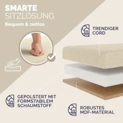 Bænk Beige snor 76x38x38cm MDF foldbar