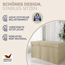Bænk Beige 76x38x38cm MDF foldbar
