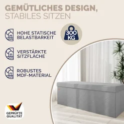 Bænk grå snor 114x38x38cm MDF foldbar