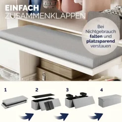 Bænk grå snor 114x38x38cm MDF foldbar