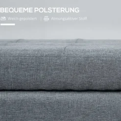 Bænk, Polstret Bænk Med Opbevaringsplads, Sengebænk Med Låg, Linnedlook, Brystbænk, Opbevaringsbænk Til Stue, Soveværelse, Grå