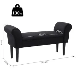 Bænk Til Soveværelse Sengebænk, Polstret Bænk I Sort, Mdf & Skum, 102X31X51Cm