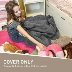 Bønnepose-stolbetræk (uden fyld) til børn og voksne, Bønneposeopbevaring Vaskbar Blød Premium Corduroy Legetøjs Bønneposebetræk Dark gray 80*90CM