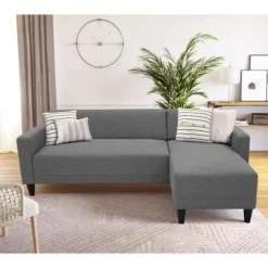 BOB 4-personers fast hjørnesofa - Antracitstof - Vendbar - L 197 x D 117 x H 65 cm antracit